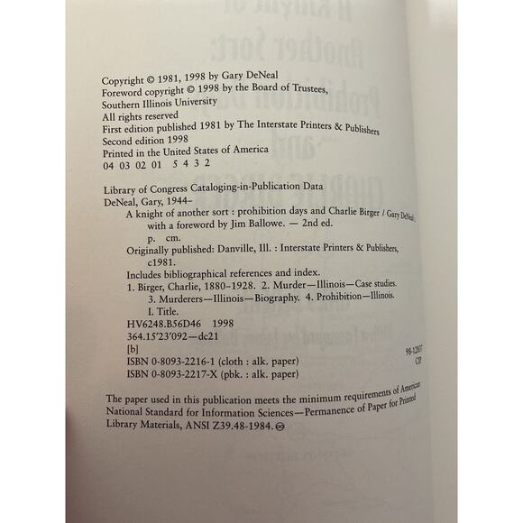 1998 A Knight of Another Sort: Prohibition Days & Charlie Birger by Gary DeNeal - Picture 5 of 5